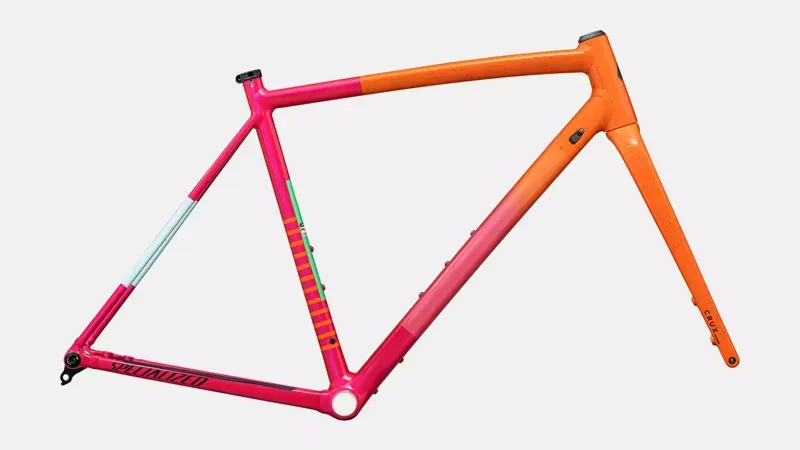2025 Specialized Crux DSW Gravel Bike Frameset In Gloss Amber Glow/Vivid Pink/Metallic Midnight Shadow/Speckle