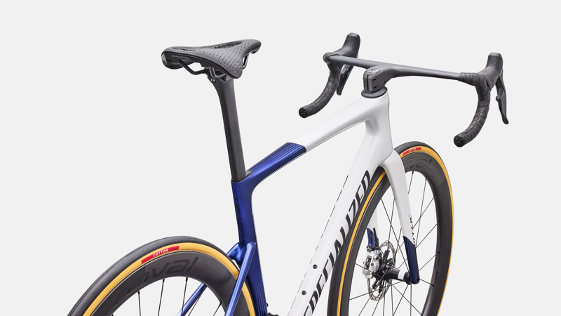 Specialized Tarmac SL9 S-L SRAM RED AXS Road Bike in White/Blue/Black-3