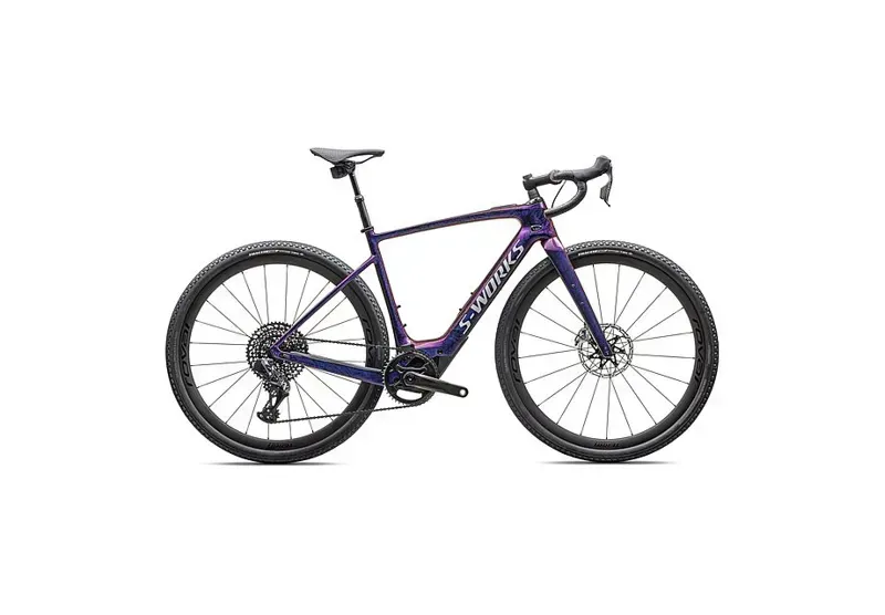 Specialized S-Works Turbo Creo 2 E-Road Bike In Gloss Carbon/Red To Blue Strata/Satin Liquid Silver
