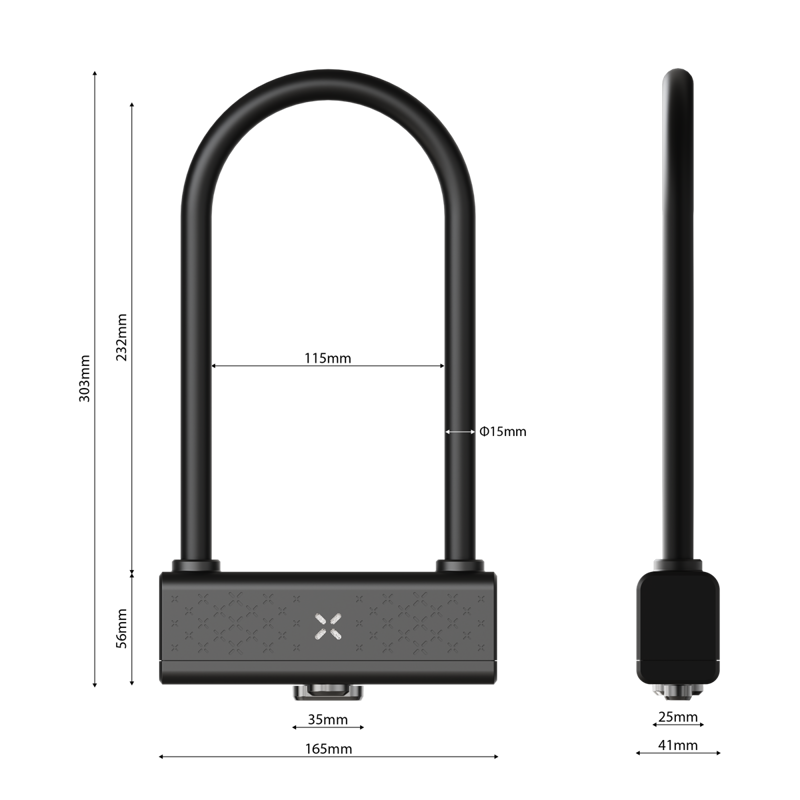 Black X RockSolid Smart Shackle U-lock in Black Diamond-1