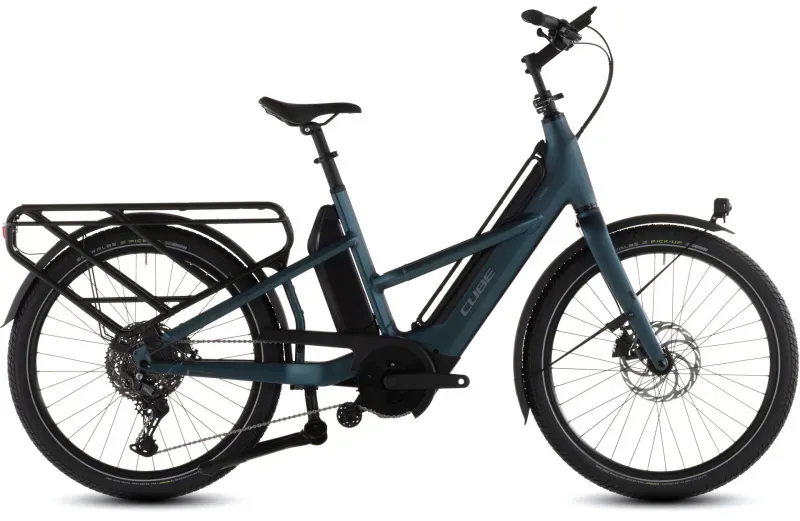 Cube Longtail Hybrid 800 eCargo Bike in Royal Green/Black