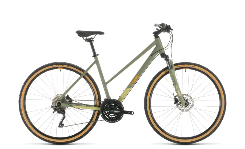2020 Cube Nature Exc Hybrid Bike Trapeze Frame in Green and Orange
