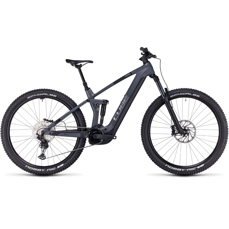 Cube Stereo Hybrid 140 HPC Race 750 eMountain Bike in Grey