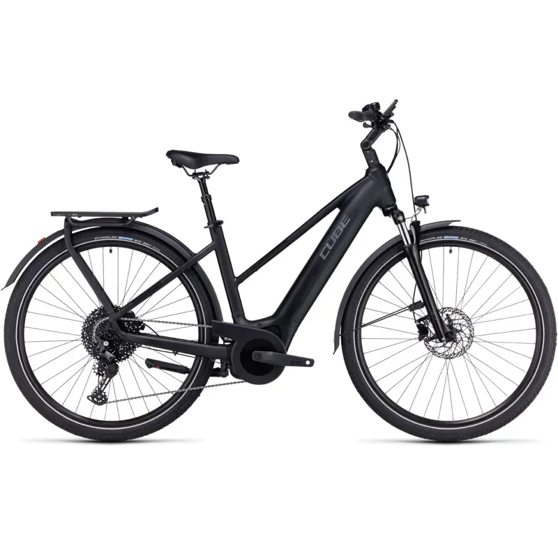 2024 Cube Touring Hybrid Pro 625 Trekking Electric Bike in Black/Metal-1