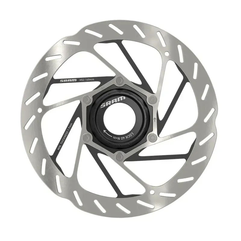 SRAM HS2 Center Lock Rounded Rotor w/o Lockring in Silver