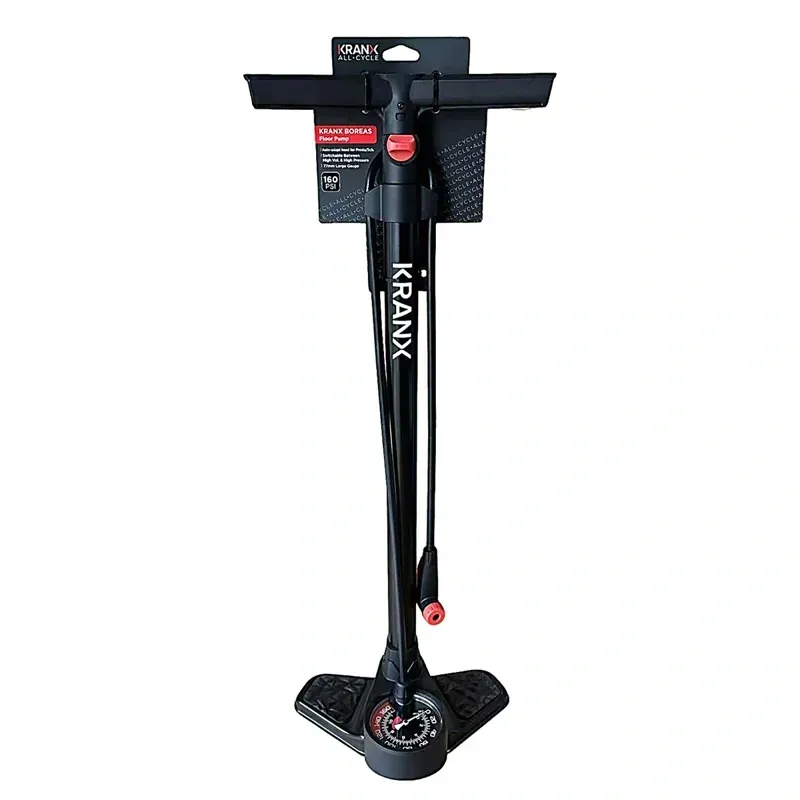 KranX Boreas 26-inch Alloy Floor Pump w/ Gauge in Black-2