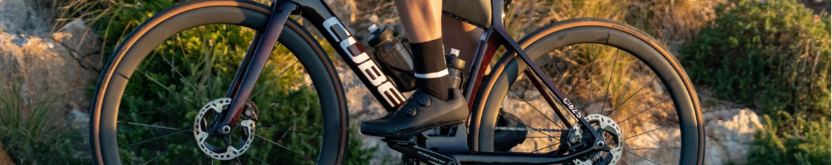 Rider on a Cube road bike