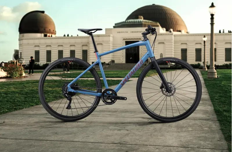 Specialized hybrid bike outside an observatory
