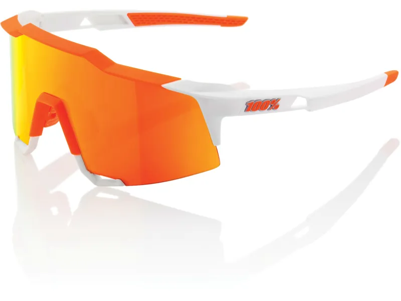 100% Speedcraft Glasses Matte White with HiPer Red Mirror Lens