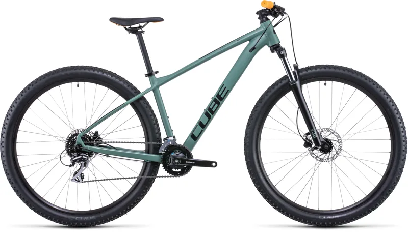 2022 Cube Aim Pro Hardtail Mountain Bike in Olive and Orange