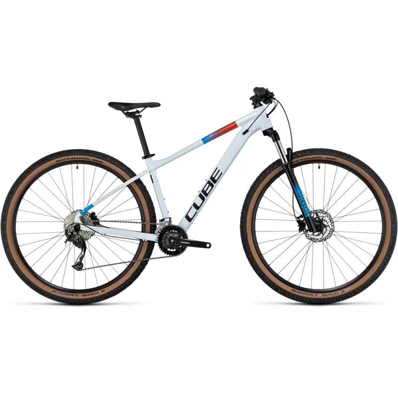 2023 Cube Aim SLX Mountain Bike in White Blue and Red