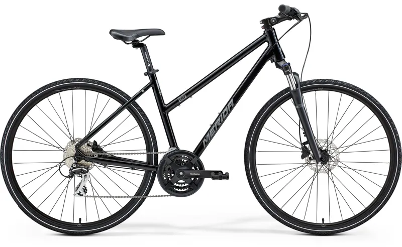 Merida Crossway 20D Womens Hybrid Bike in Black and Silver Small