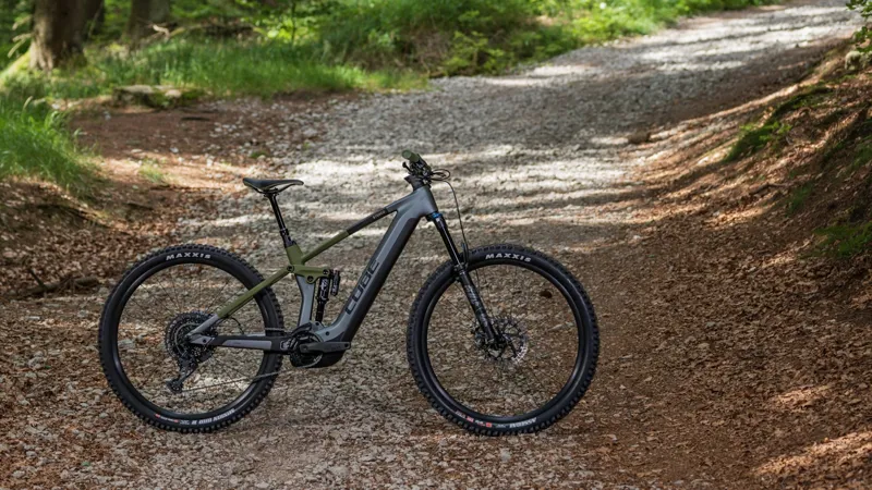 Cube Stereo 140 HPC TM 750 eMTB in Flash Grey And Olive Large-6