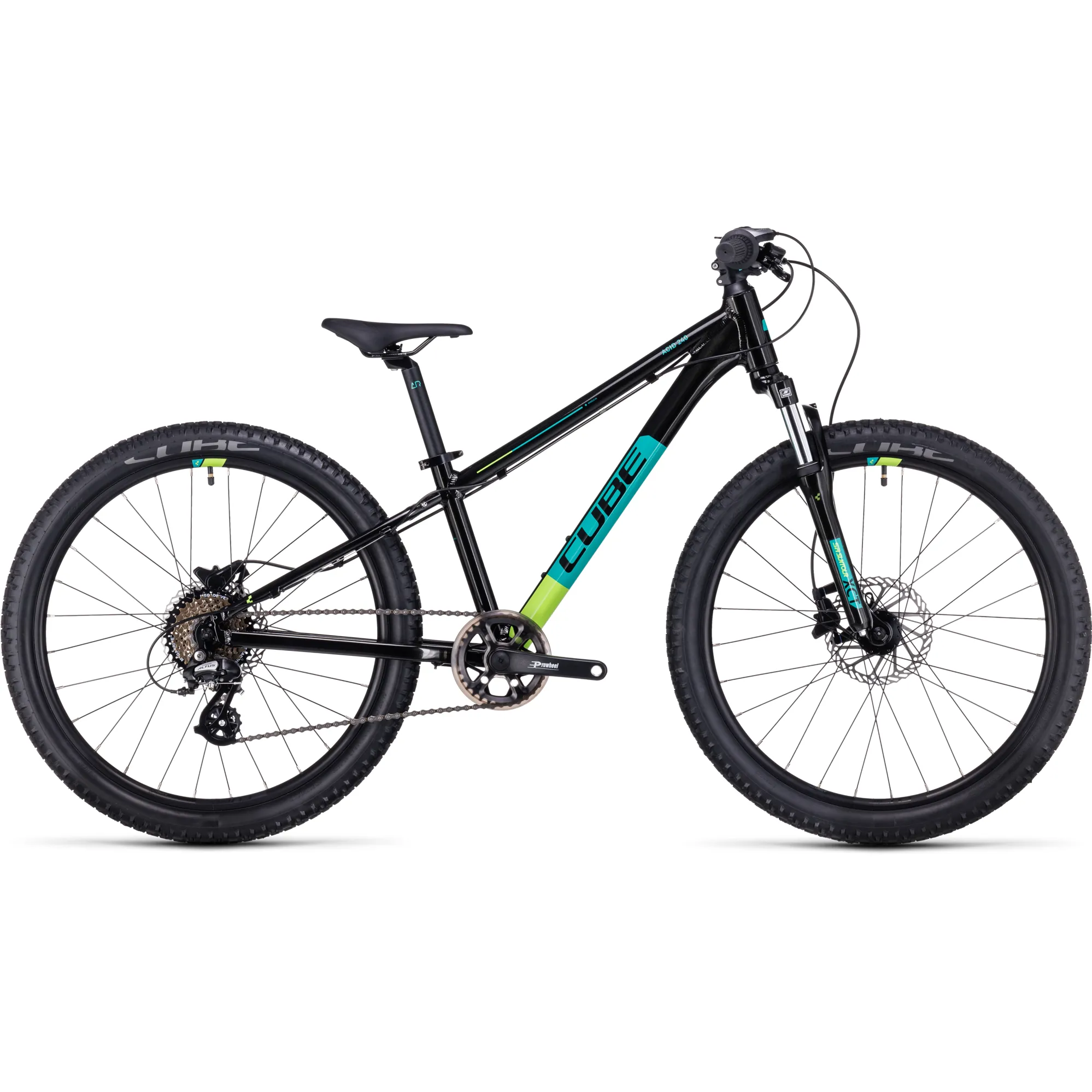 2023 Cube Acid 240 Disc Kids Bike Age 7-11 in Black and Green