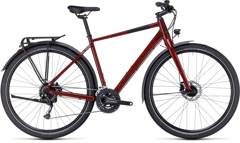 2023 Cube Travel One Hybrid Bike in Mirror Red and Black