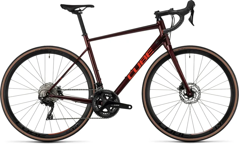 2023 Cube Attain SLX Road Bike in Deep Red and Red