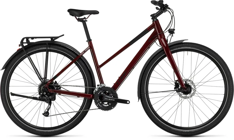 2023 Cube Travel One Hybrid Bike in Mirror Red and Black-1