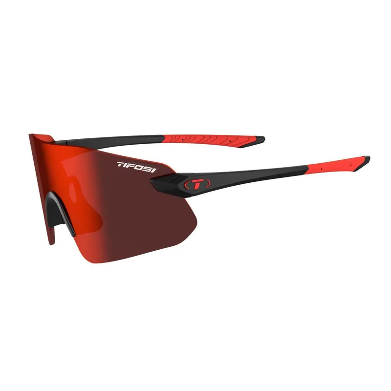 Tifosi Vogel SL Single Lens Sunglasses Matte Black with Red Lens