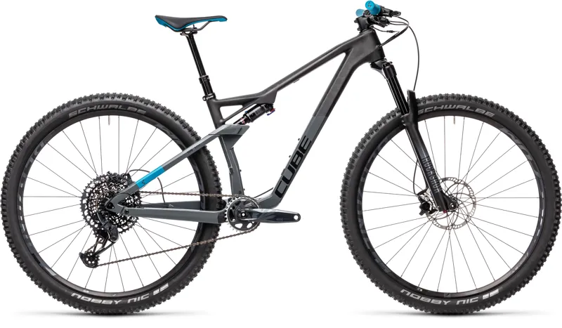 2021 Cube Ams 100 C:68 Race 29 Mountain Bike in Carbon and Blue