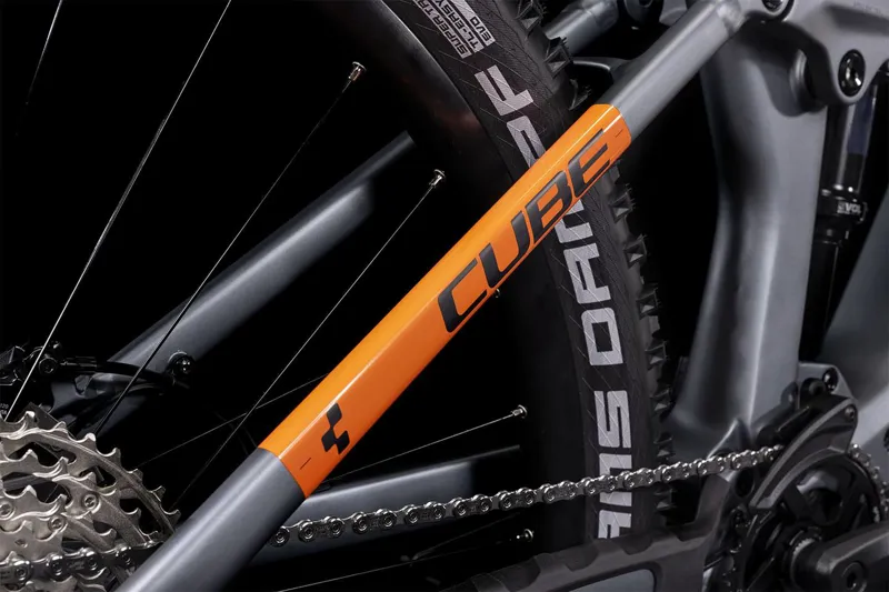 2022 Cube Stereo Hybrid 140 HPC SL 29 eBike in Grey and Orange-4