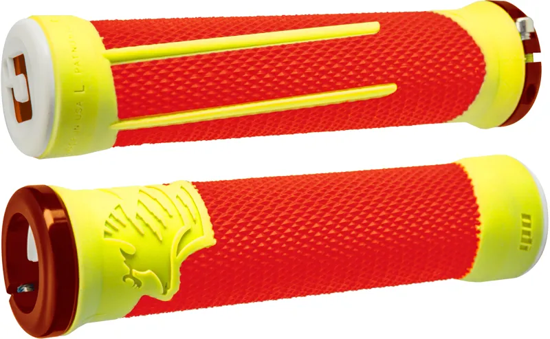 2020 ODI AG2 v2.1 Lock On 135mm wide MTB Grips In Orange and Yellow