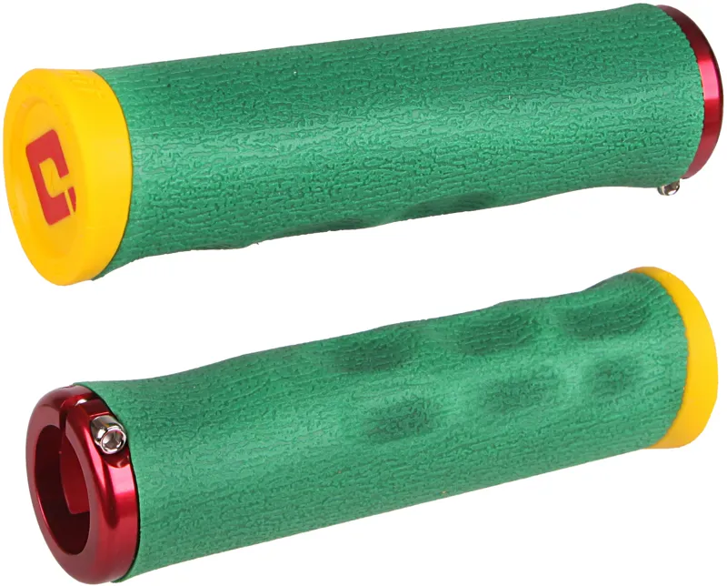 ODI Dread Lock MTB Grips 130mm Wide Lock On in Rasta Green Fade