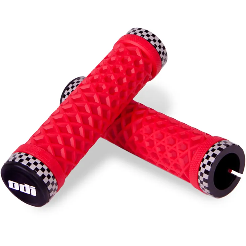2020 ODI Vans MTB Lock On Grips 130mm Width in Red and Black n White