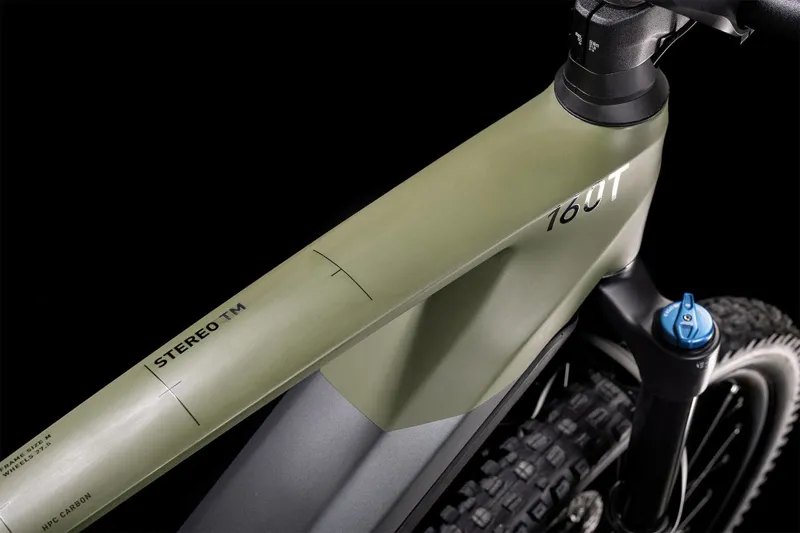 2022 Cube Stereo Hybrid 160 HPC TM 27.5 eMTB in Grey and Olive-4