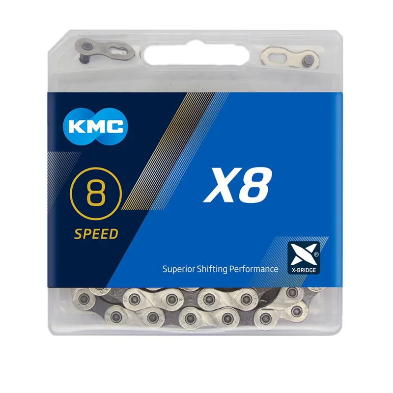 KMC X8 8 Speed 114L Bicycle Chain in Silver
