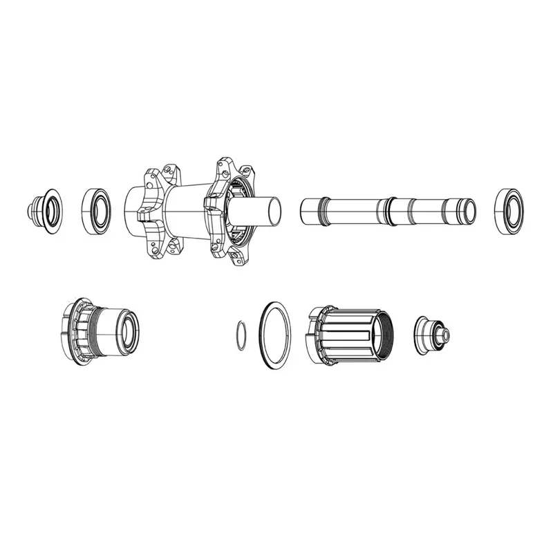 SRAM MTH-746 Complete Axle Assembly w/ Nuts + Endcaps