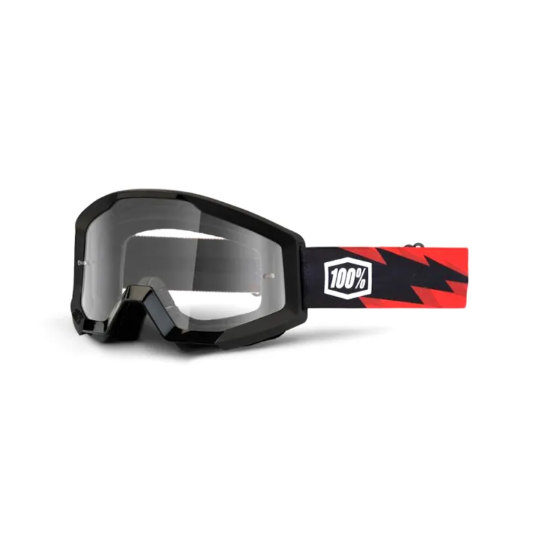 100 PerCent Strata Goggles Clear Lens with Slash Black Frame