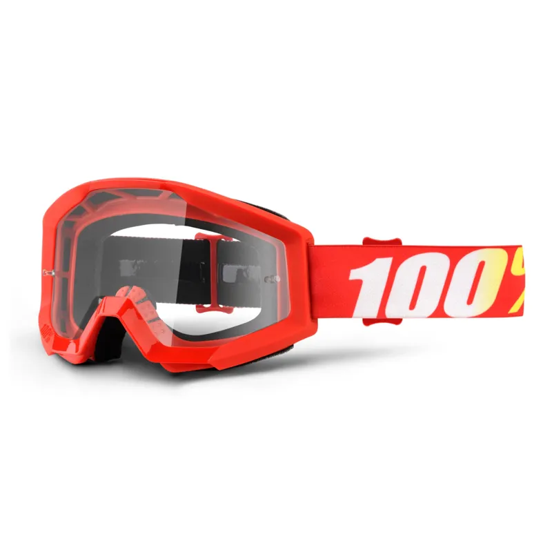 100 PerCent Strata Goggles Clear Lens with Furnace Red Frame