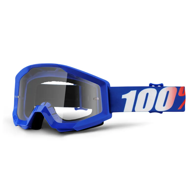 100 PerCent Strata Goggles Clear Lens with Nation Blue Frame