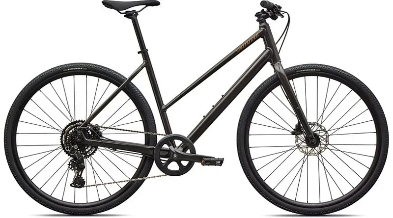 Specialized Sirrus X 2.0 Step-Through Hybrid Bike in Obsidian/Burnt Gold Frost