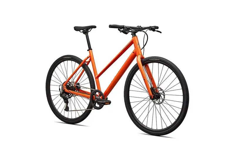 Specialized Sirrus X 2.0 Step-Through Hybrid Bike in Tangerine/Shadow Silver Frost-1