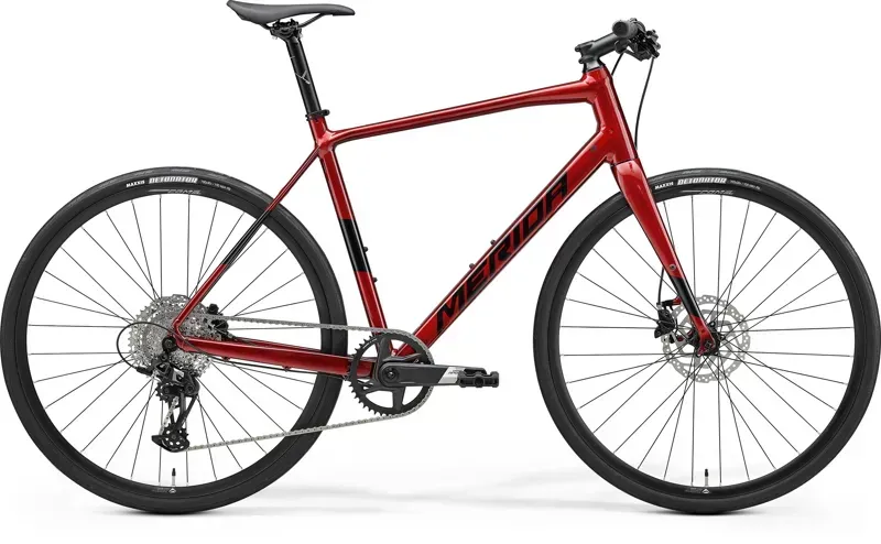 2025 Merida Speeder 500 Hybrid Bike Dark Red Black