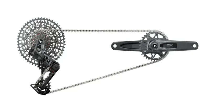 SRAM GX T-Type Eagle Transmission AXS Groupset (RD W/Battery/Charger/Cord EC POD FC GX Q174 DUB MTB Wide W/DM 32t CR W/2 Guards CN 126l CS XS-1275 10-52t): DARK POLAR 1