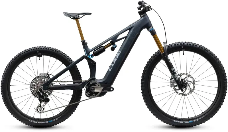 Cube Stereo Hybrid ONE77 HPC SLT 800 eMountain Bike in Blue Galaxy/Grey
