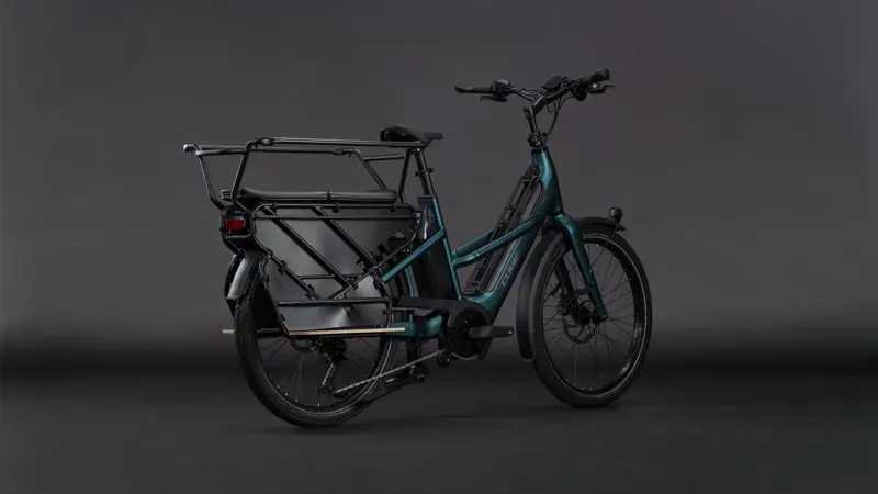 Cube Longtail Hybrid Family 800 eCargo Bike in Royal Green/Black-1