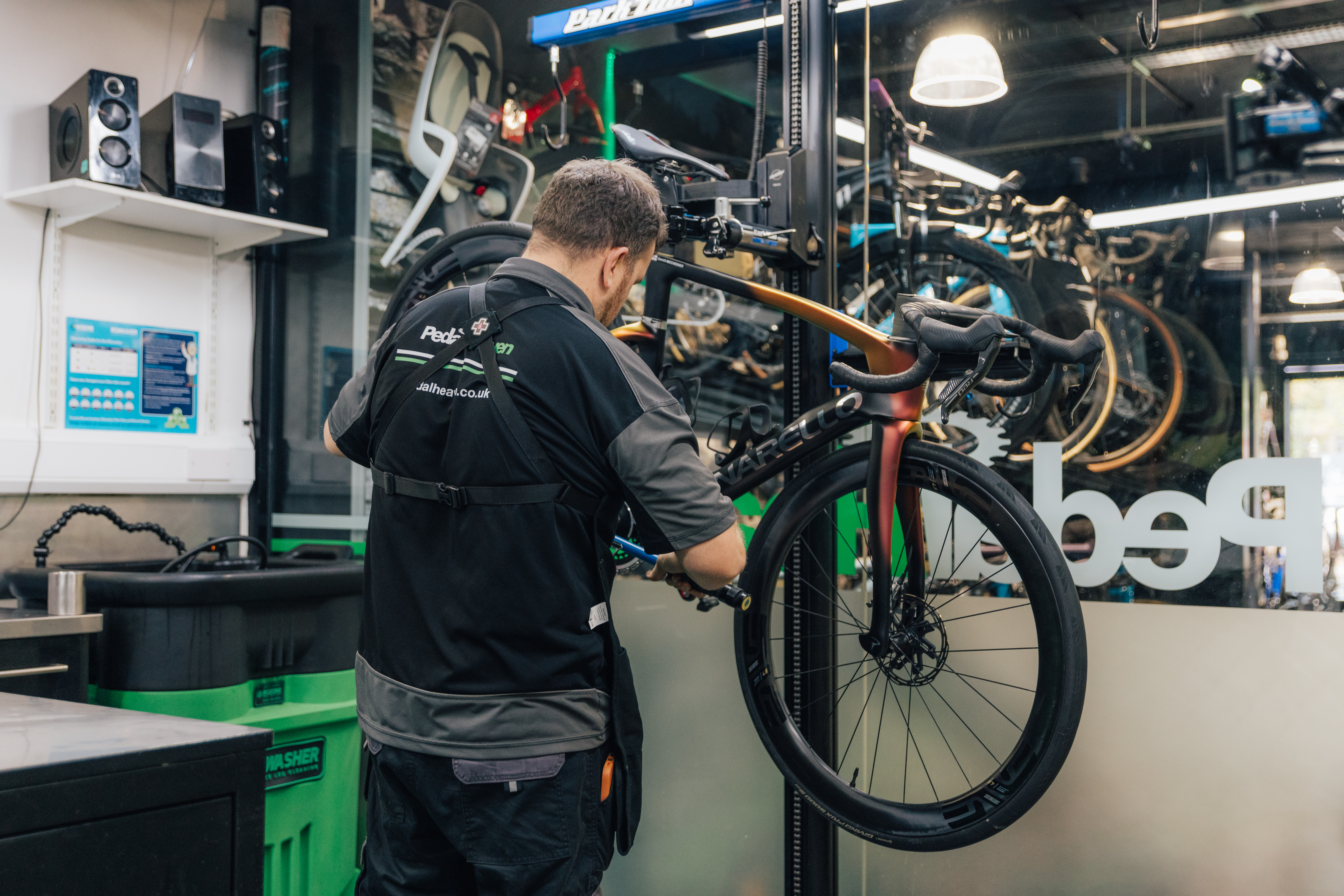 Bike technician at work
